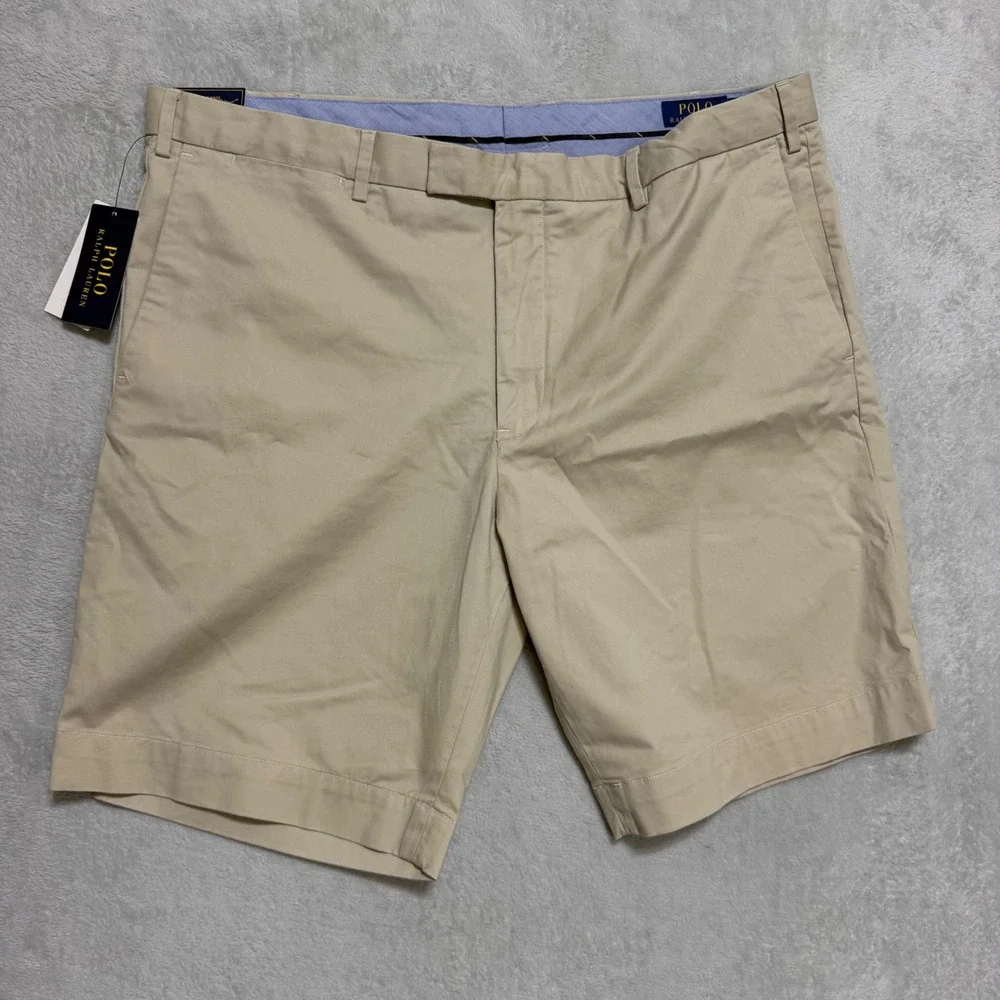 Polo Ralph Lauren Chino Shorts Mens 40 Beige Slim Stretch Twill Golf Casual